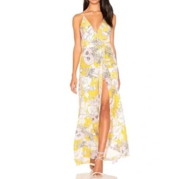 Yumi Kim Rush Hour Wrap Maxi Dress in Bora Bora Floral Yellow Medium - Picture 1 of 11
